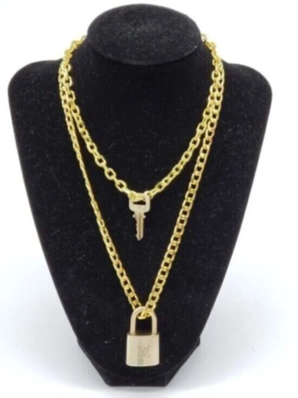 Authentic Louis Vuitton Lock & Key w/ 18k Gold Plated Chain Necklace - Picture 12 of 12